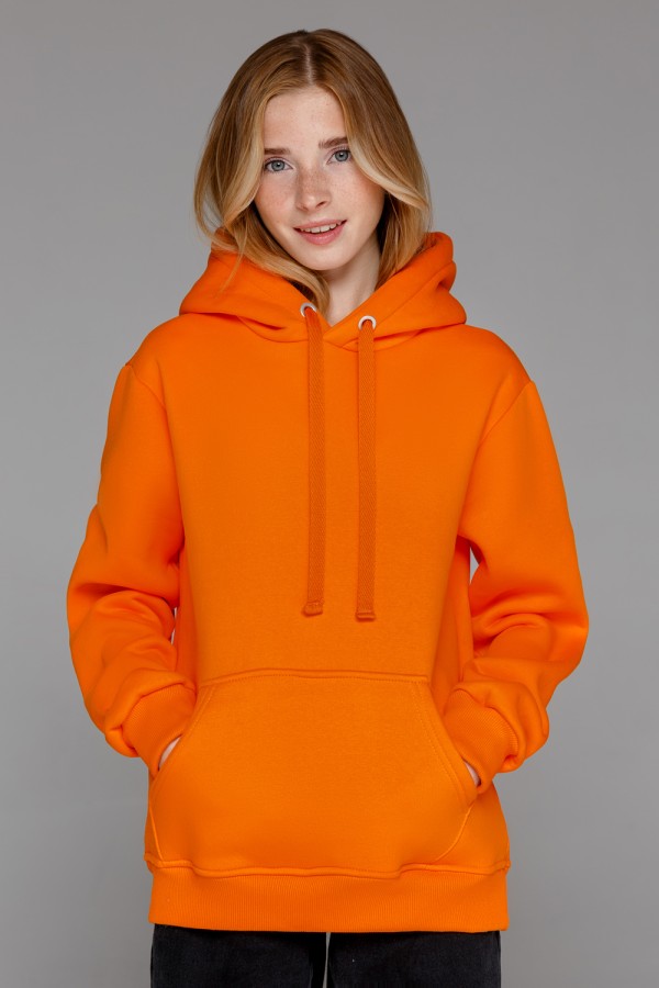 Женская худи с капюшоном  Премиум Оранжевая 340гр/м.кв   Магазин Толстовок Premium Hoodie Woman