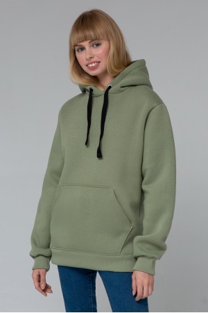 Женская худи с капюшоном премиум Фисташковая 340гр/м.кв