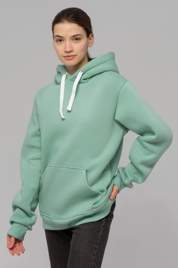 Женская худи с капюшоном премиум цвет Шалфей 340гр/м.кв   Магазин Толстовок Premium Hoodie - Большие размеры