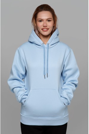Женская худи с капюшоном премиум небесно-голубая (светло-голубой) 340гр/м.кв