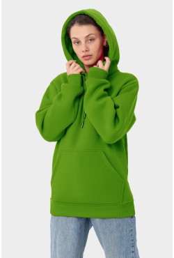 Женская худи с капюшоном премиум оттенок зеленый васаби 340гр/м.кв