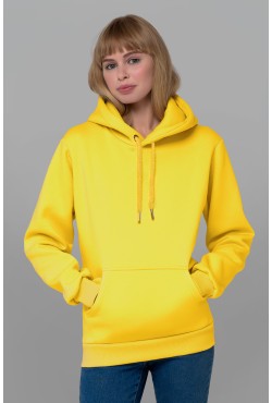 Женская худи с капюшоном премиум лимонно-желтая 340гр/м.кв