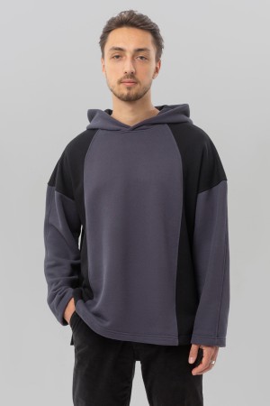 Худи Ampir Мужской Черный с серым 470гр Географик