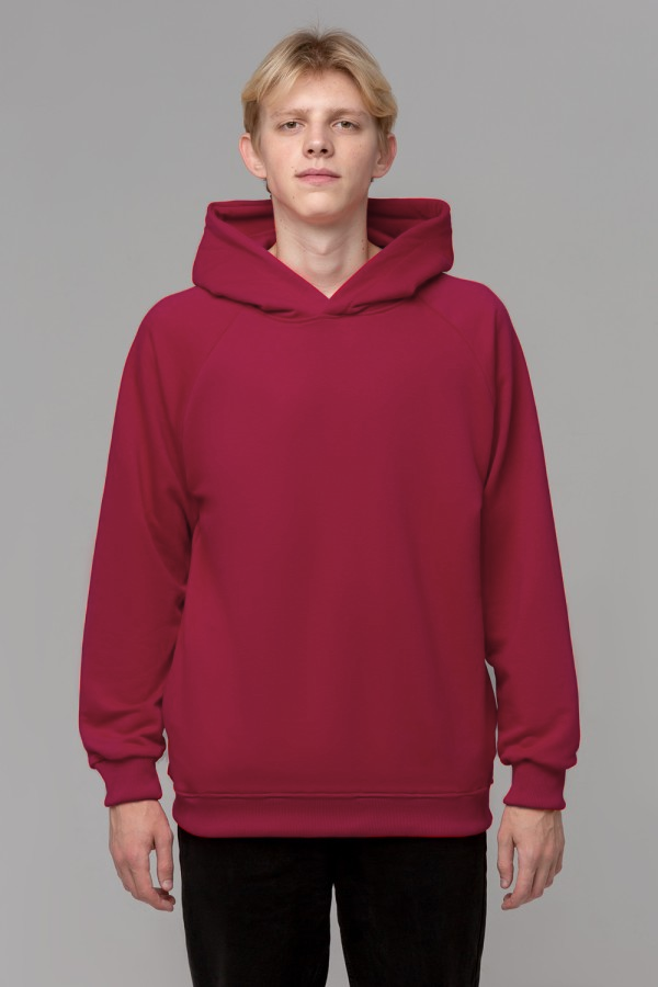  HOODIE REGLAN bordo Diagonal 300gr man S-46-Unisex-(Мужской)    Худи реглан без начёса демисезон бордовая с капюшоном мужской унисекс 