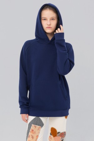 Худи реглан без начёса темный индиго женский унисекс