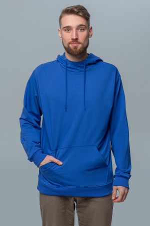 Мужская васильковая летнее худи спортивное с капюшоном