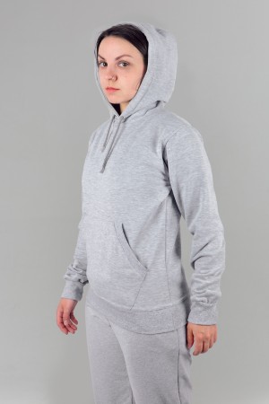 Женская серая толстовка тонкая с начесом, классическая модель