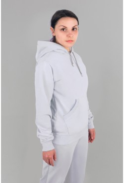Женская белая толстовка тонкая с начесом, классическая модель