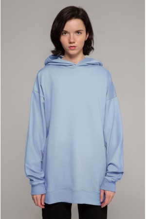 Оверсайз худи на лето небесно-голубая женская