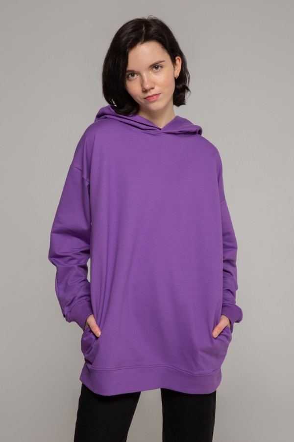  Violet color hoodie OVERSIZE unisex summer L-50-Unisex-(Женский)    Фиолетовая Худи Оверсайз унисекс лето 