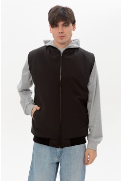 Мужской черный жилет из хлопка на молнии черный