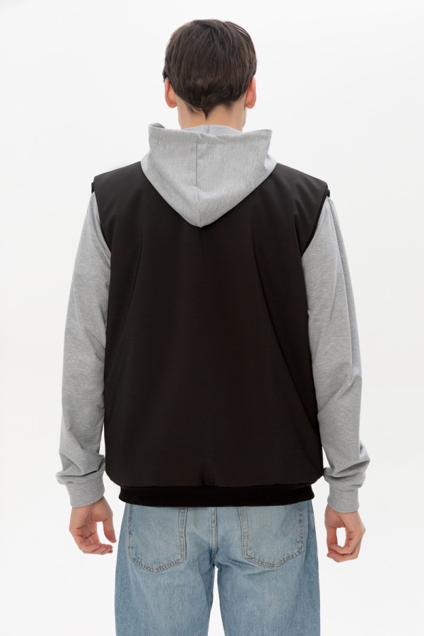 мужской черный жилет из хлопка с начесом плотный под брендирование