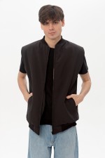 Мужской черный жилет из хлопка на молнии черный   Магазин Толстовок 