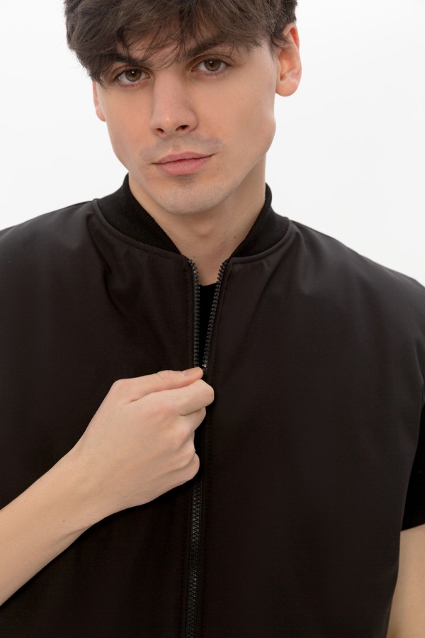 Мужской черный жилет из хлопка на молнии черный   Магазин Толстовок 