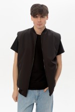  black vest man winter cotton    Мужской черный жилет из хлопка на молнии черный 