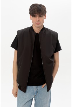 Мужской черный жилет из хлопка на молнии черный