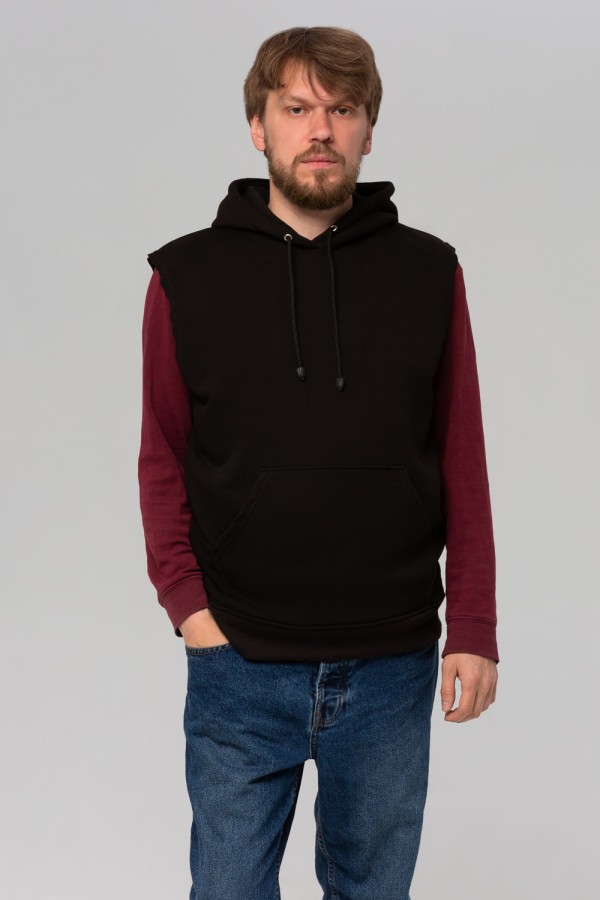  black vest man winter footer    Мужской черный жилет из футера 