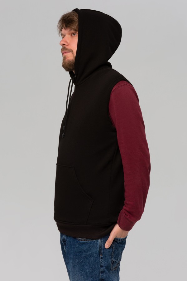 мужской черный жилет из футера утепленный зимний