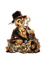  Худи, свитшот, футболка с принтом Череп гангстер