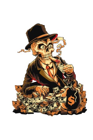  Худи, свитшот, футболка с принтом Череп гангстер