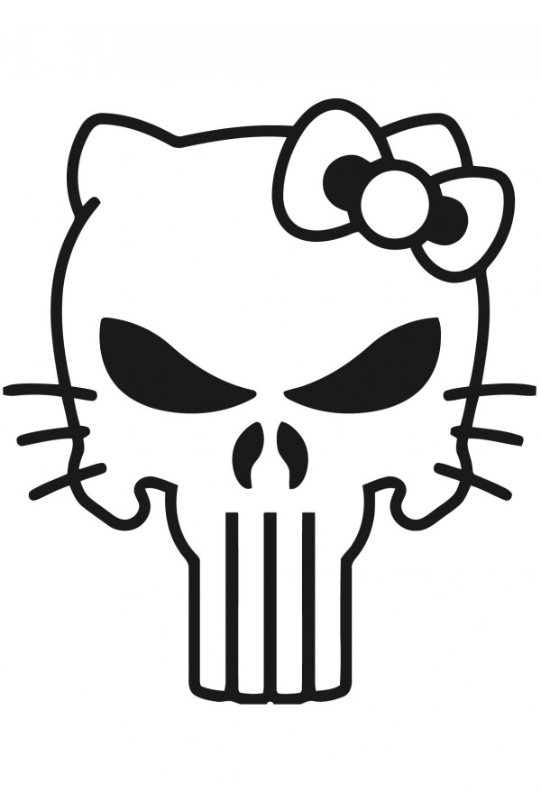 Худи, свитшот, футболка с принтом Череп Hallo Kitty"