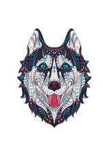  Толстовка, свитшот, футболка с Собакой хаски в этническом стиле