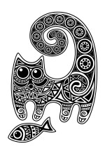  Худи с принтом Кот с рыбой, свитшот с принтом Кот с рыбой, футболка с принтом Кот с рыбой