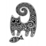  Худи с принтом Кот с рыбой, свитшот с принтом Кот с рыбой, футболка с принтом Кот с рыбой