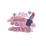  Худи, свитшот, футболка с надписью Lipstick, diamonds & rocknroll