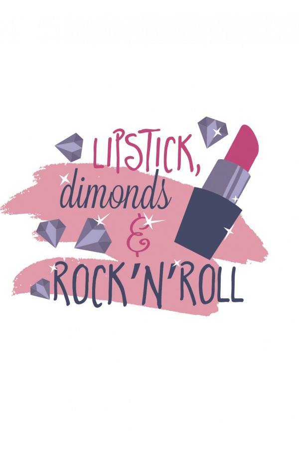  Худи, свитшот, футболка с надписью Lipstick, diamonds & rocknroll