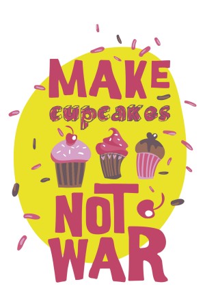  Худи, свитшот или футболка с принтом Make cupсakes not war