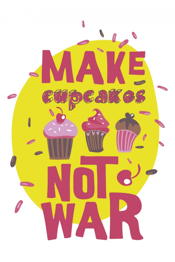  Худи, свитшот или футболка с принтом Make cupсakes not war