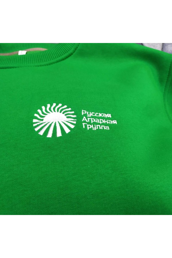  Custom Embroidered Sweatshirt logo green    Свитшот с вышивкой на заказ 