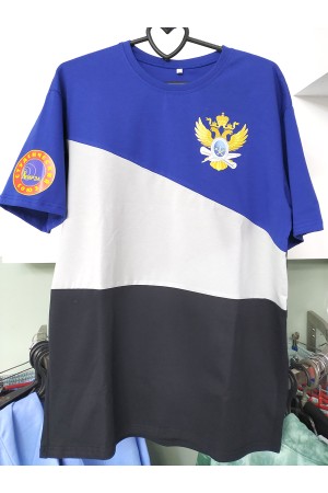 Футболки оптом из патчей разного цвета с печатью гербов МИРЭА 250 шт