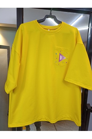 Футболки оверсайз с кармашком и яркой печатью на кармане и на спине - партия