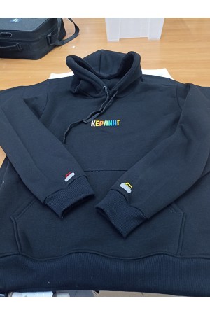 Премиум худи в подарок с вышивкой цветные буквы на груди и печать флоком (бархатом) на рукавах