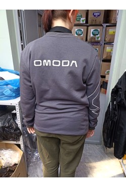 Свитшот Omoda петельный оверсайз стальной с печатью в крое шелкографией
