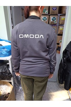 Свитшот Omoda петельный оверсайз стальной с печатью в крое шелкографией