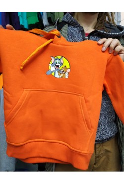 Детская худи оранжевая премиум с ярким принтом на 2 года (размер 7XS)
