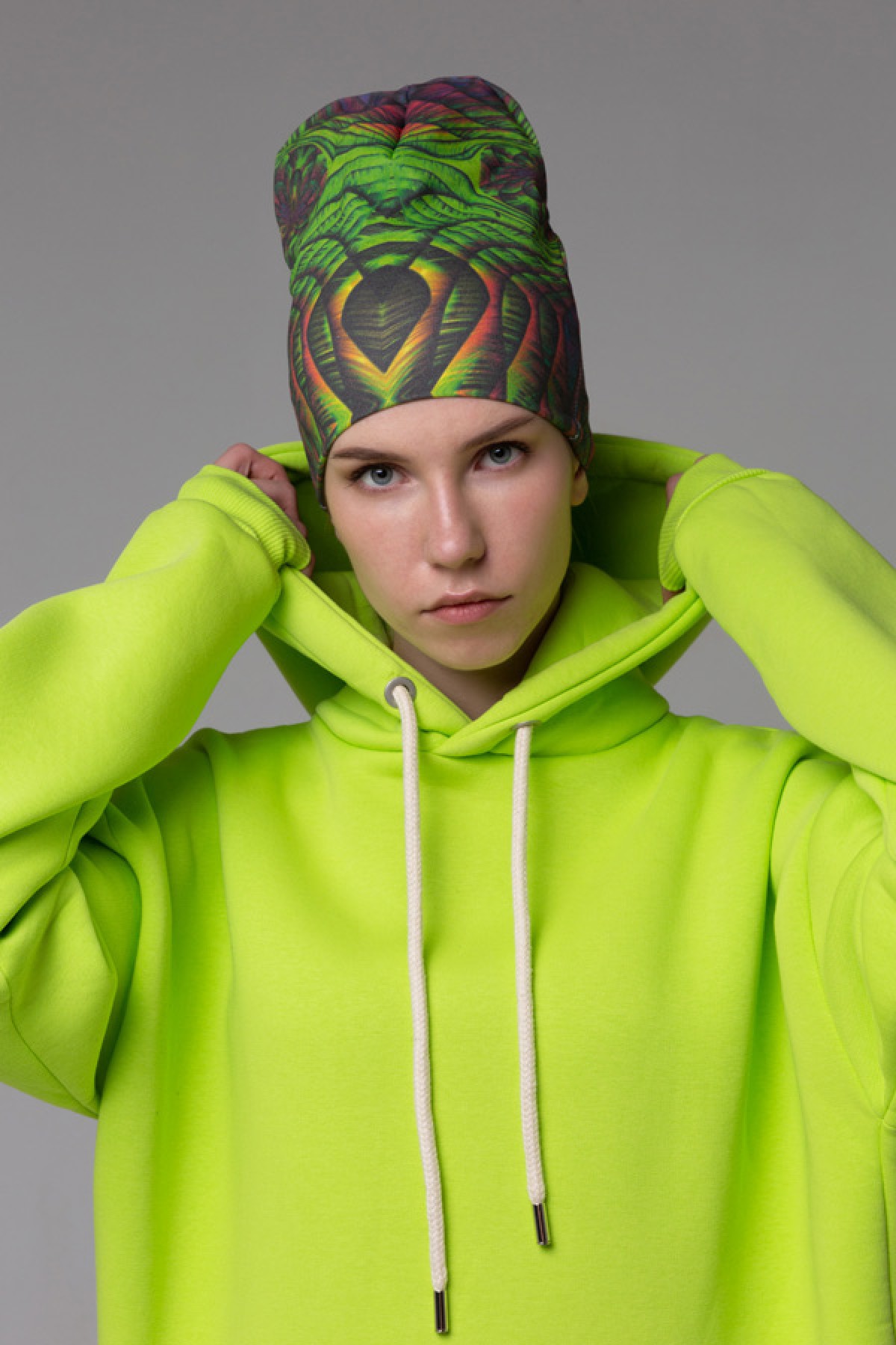 !LIMITI - Exclusive Lime Hoodie with full-print mask and beanie full-print — фото 2