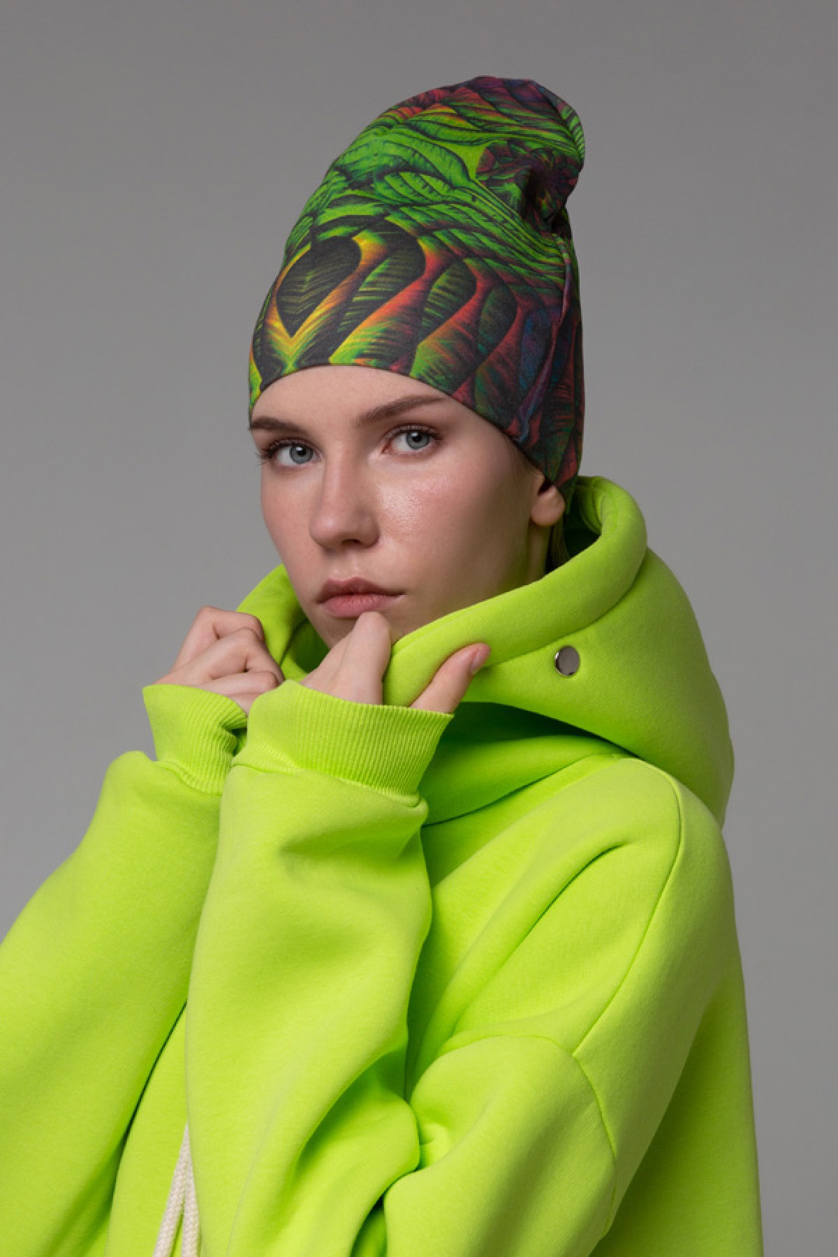 !LIMITI - Exclusive Lime Hoodie with full-print mask and beanie full-print — фото 3