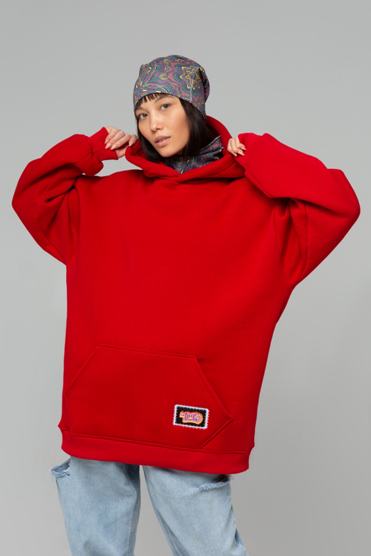 !LIMITI - Exclusive RED Hoodie with full-print mask and beanie full-print — фото 3