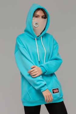 !Limiti - Exclusive Hoodie Aqua color with mask and Emoji Sticker's