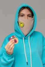 !Limiti - Exclusive Hoodie Aqua color with mask and Emoji Sticker's   Магазин Толстовок 