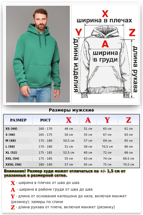Мужская худи мятная с капюшоном премиум качества 360гр/м.кв   Магазин Толстовок Premium Hoodie Man