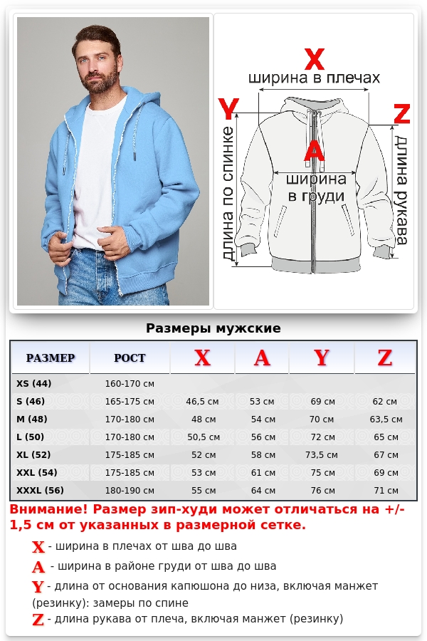 Мужская голубая премиум худи  на молнии   Магазин Толстовок Зип худи мужские премиум