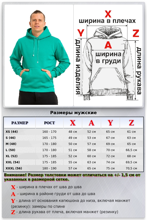 Mint Hoodie Man Classic Мужская ментоловая (мятная) толстовка худи классическая 320гр/м.кв   Магазин Толстовок Мужские классические толстовки 