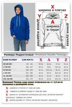 Подростковое худи премиум качества васильковая (на мальчика)