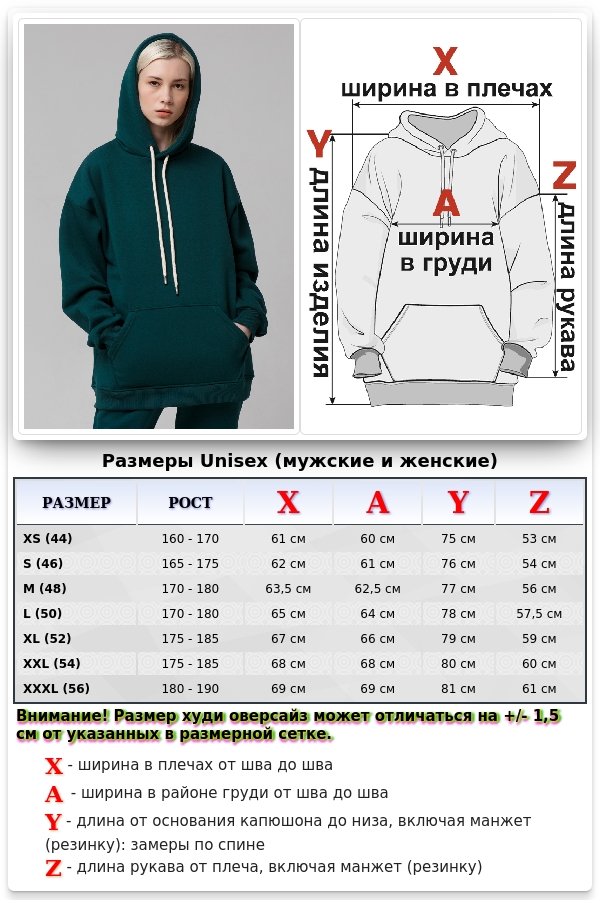 Худи оверсайз цвет морска глубина женская (унисекс)   Магазин Толстовок Женские теплые худи оверсайз с начесом