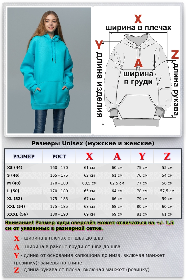 Худи Оверсайз унисекс женская цвет Аква (ярко голубой)   Магазин Толстовок Женские теплые худи оверсайз с начесом